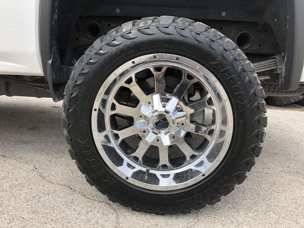 Chrome 20” Off Road Rims & 33x12.50 MT Tires 8 Lug Wheels Silverado 20 ...