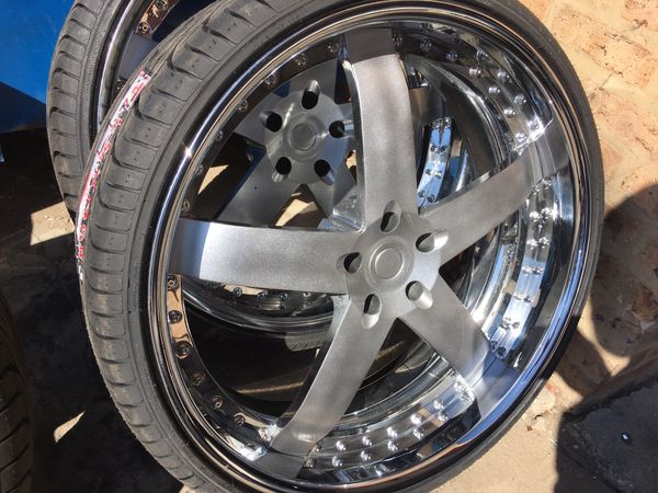 24” 24s 24 inch rims wheels tires 5x120 2 piece. Staggered offset Brand ...