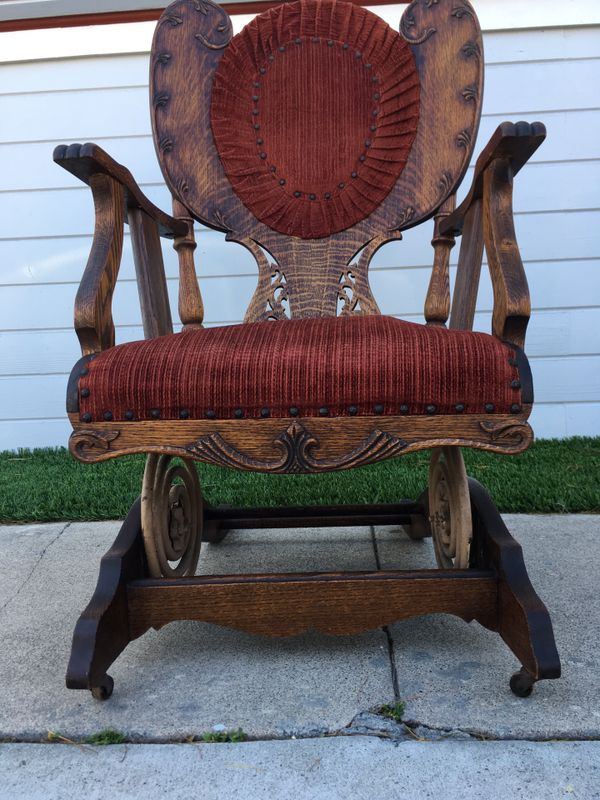 Antique Rare Early 1900’s A.H. Schram Coil Spring Rocker for Sale in
