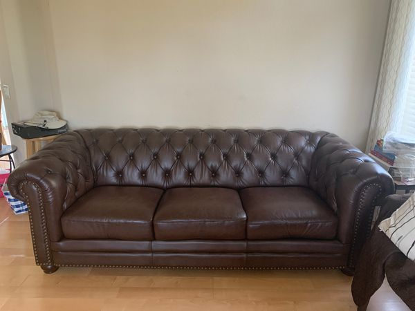 allington top grain leather sofa - brown
