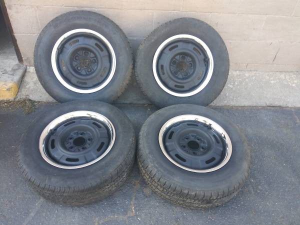 15 inch rally style steel rims 5 on 4.5 ford, mopar, toyota, more for