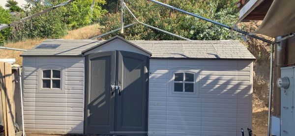 lifetime 18ft x 8ft polyethylene outdoor storage shed-dual