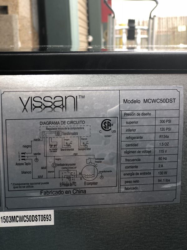 vissani wine cooler not getting cold