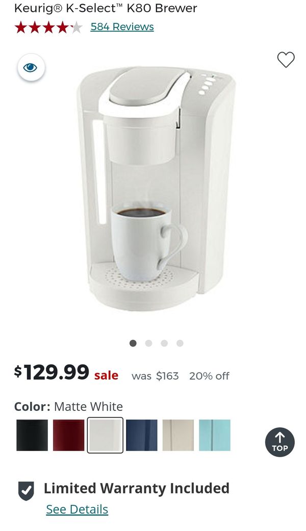 Keurig KSelect K80 (Matte White) single serve coffee maker for Sale in Upper Gwynedd, PA OfferUp