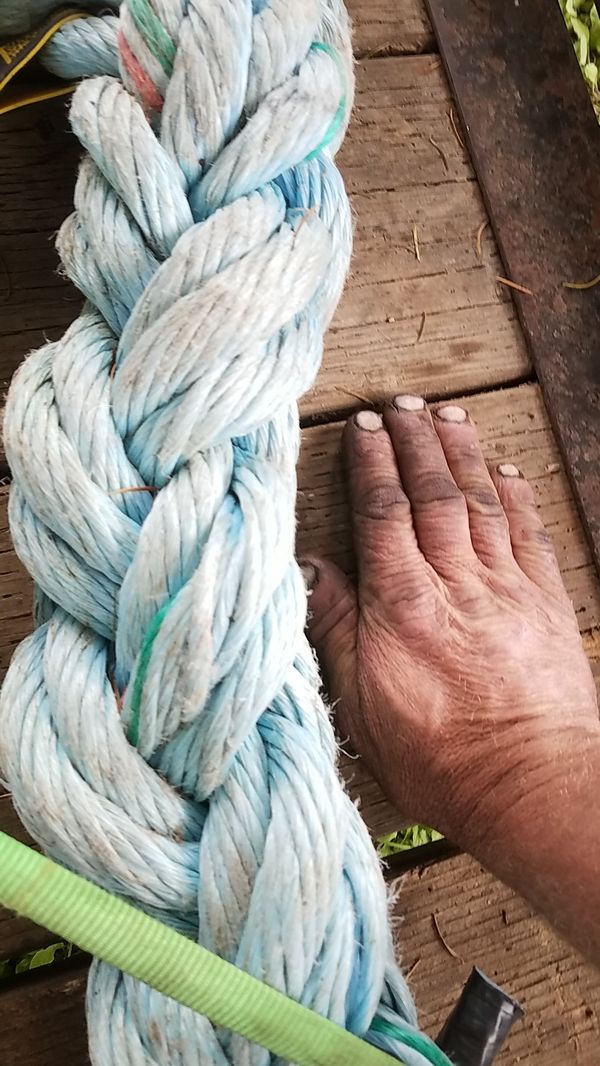 Tug boat tow rope now selling 50'&100'pieces cotterized ends thats 7x3