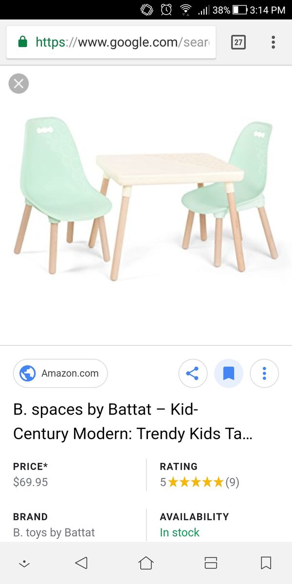 B Spaces By Battat Kid Century Modern Table And Chairs Set For 35sold