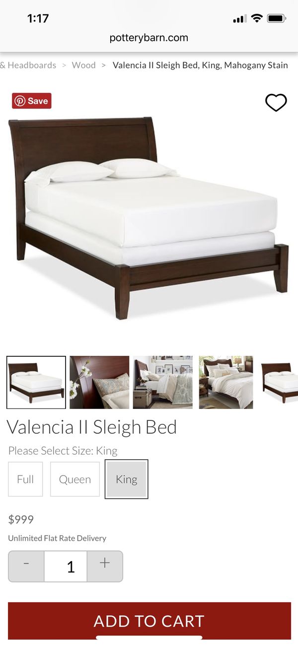 Pottery Barn Valencia Sleigh Bed Cal King For Sale In Fullerton