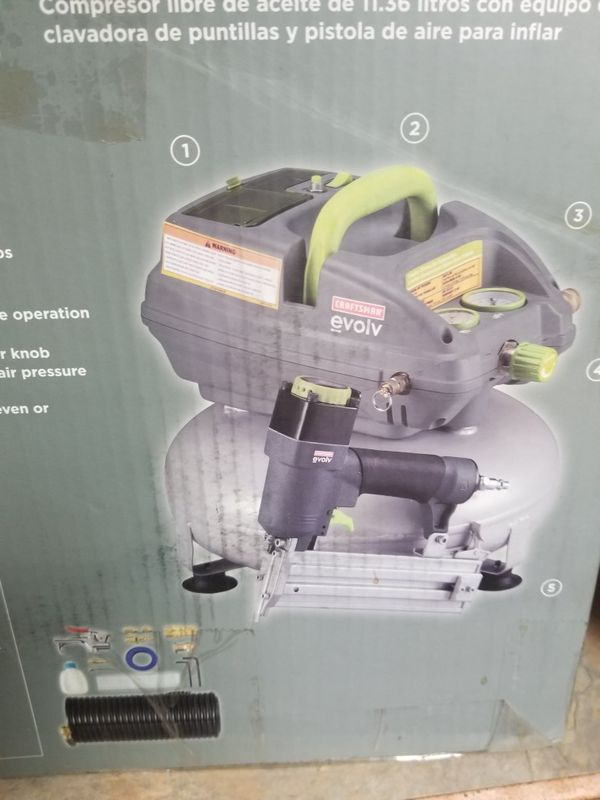 Craftsman Evolv 3 gallon air compressor and Brad nailer for Sale in