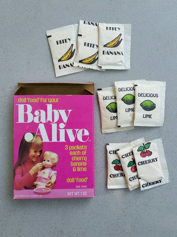 Vintage 1970s Baby Alive doll food packets for Sale in Stewartsville