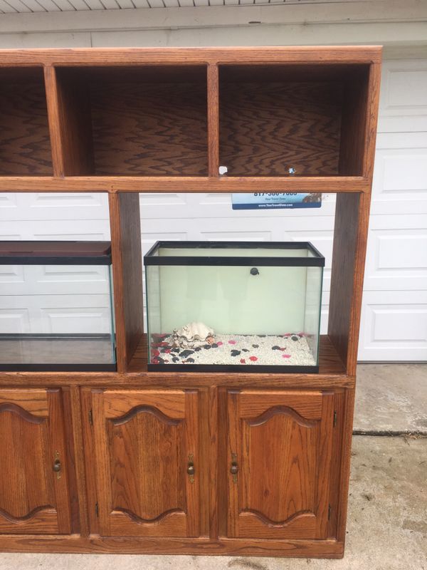 Solid Wood Oak Aquarium stand. Will hold 2 Aquariums. NOT INCLUDED for