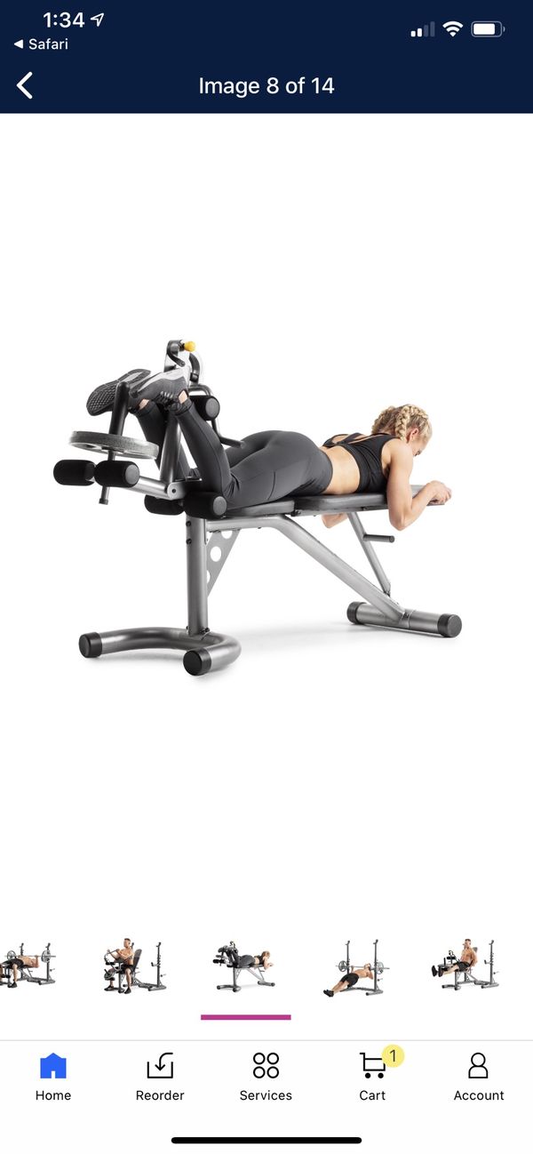 Golds Gym XRS 20 adjustable workout bench, squat rack, leg ext