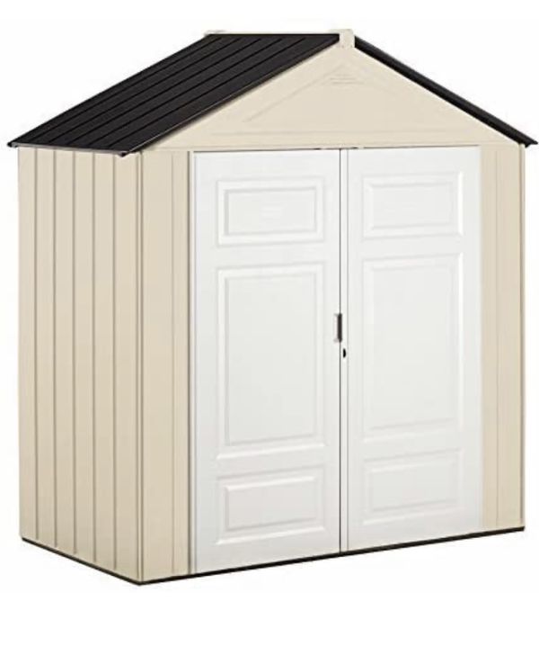 Rubbermaid Outdoor Shed, Plastic, 7x3 Feet, Maple 