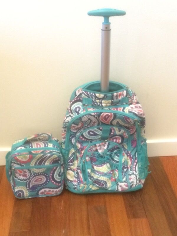 Pottery Barn Kids Teen Rolling Backpack Lunch Box girls paisley design