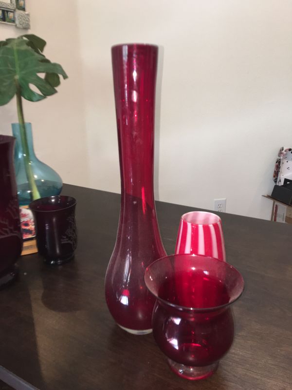 Pier 1 red glass vases set for Sale in Irving, TX OfferUp