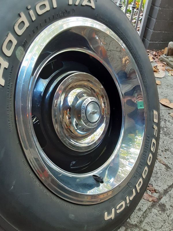 Four 15in original GM Rally wheels with center caps Chevelle Camaro ...