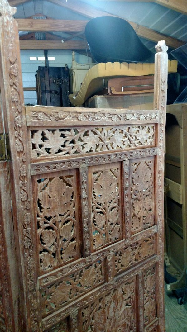Ornate carved teak wood 3 panel room divider for Sale in West Palm Beach, FL - OfferUp