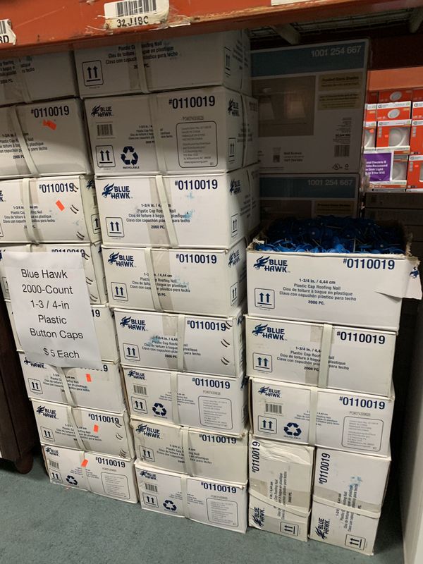 Blue Hawk 13/4" Plastic Cap Roofing Nails Tar Paper Nails 1.75