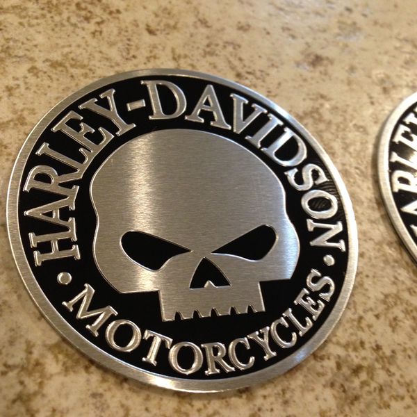 Harley Davidson Motorcycle Emblems Metal Decal Willie G Skulls for Sale