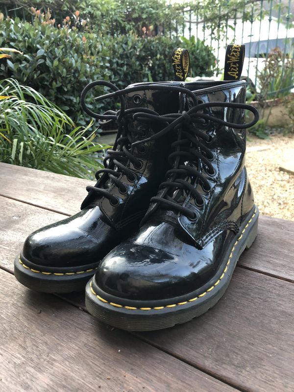 shiny tactical boots