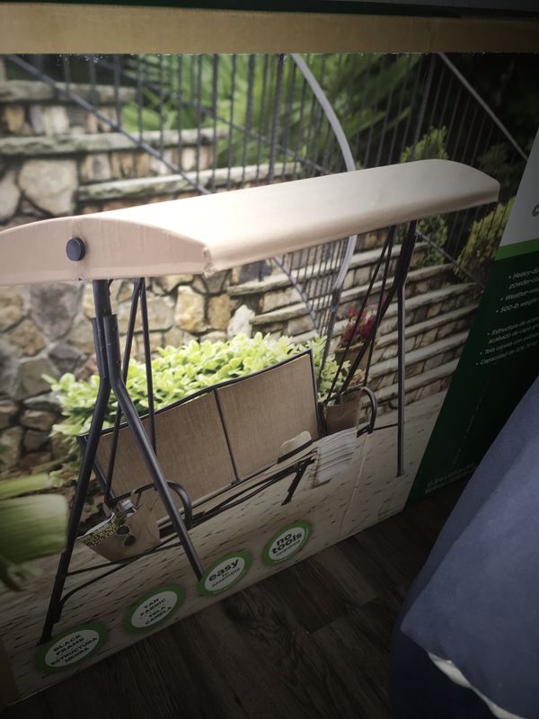 Garden Treasures Pelham Bay 2 seat black steel outdoor swing for Sale