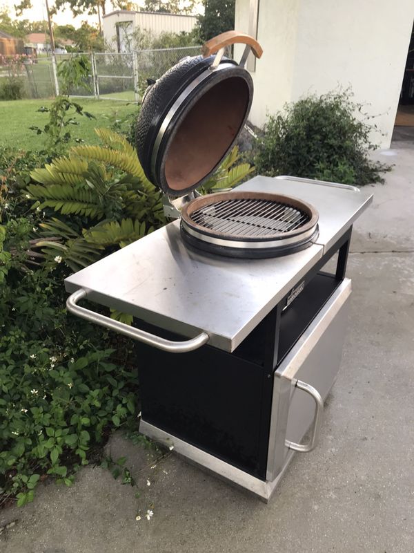 Brinkmann Trailmaster Ceramic Egg Charcoal Grill Smoker Stainless Cart ...