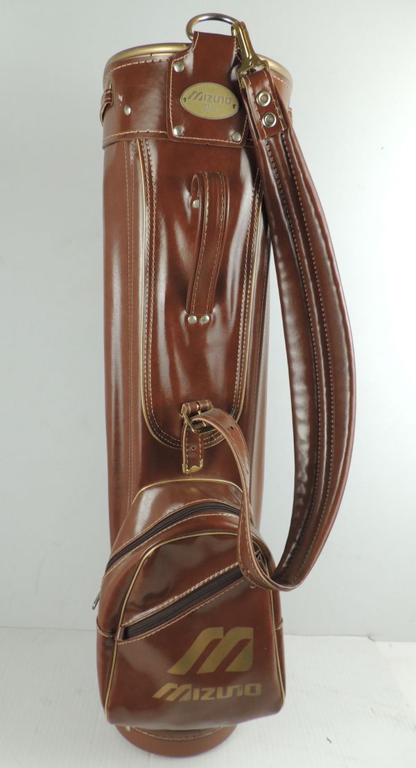 MIZUNO PRO Vintage Genuine Leather Golf Bag with Brass Fittings and