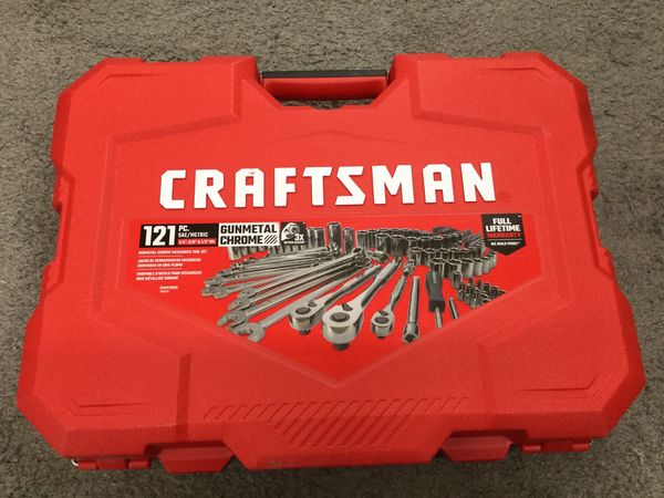 Craftsman 121 Piece SAE and Metric Gunmetal Chrome Mechanic’s Tool Set ...