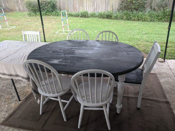 Oval Heavy Solid Wood Kitchen Table & Chairs, Refinished ...