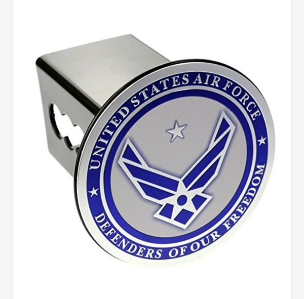 US Military Metal Chrome Emblem on Metal Trailer Hitch Cover with ...