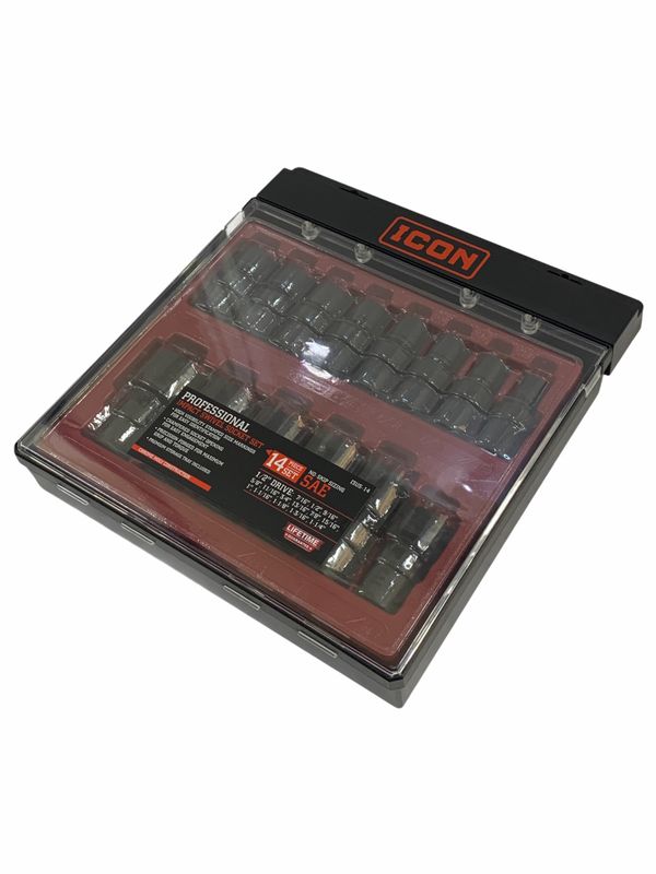 Icon 1/2 inch SAE Professional Impact Swivel Socket Set 14pcs 13US14