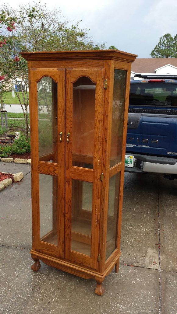 Vintage Solid Oak Curio China Cabinet For Sale In Riverview Fl Offerup