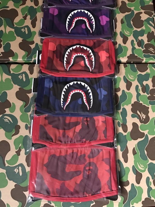 Bape Shark Face Mask Red Blue Green Purple Camo One Size