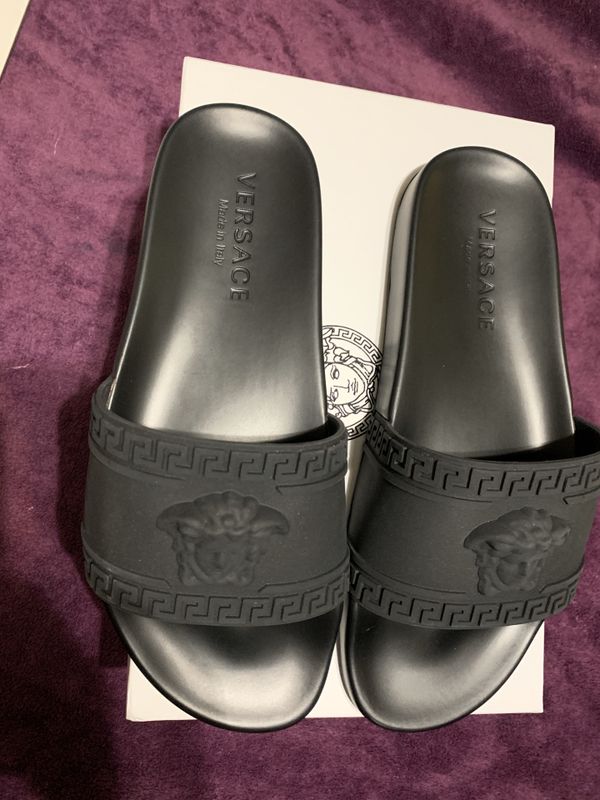 versace slides on feet