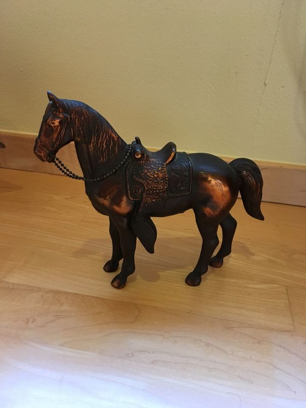 Two Antique Bronze Horse Statues With Handmade Leather Saddle for Sale ...