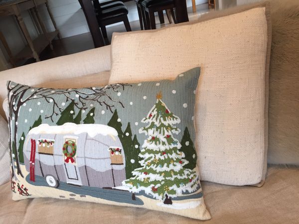 pottery barn christmas dog pillow