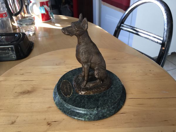 doberman bronze statue