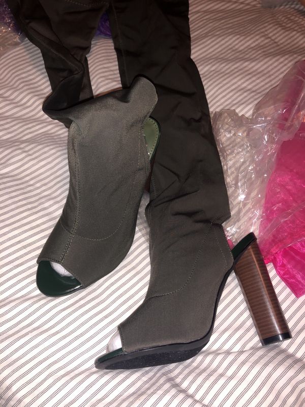 olive green thigh boots