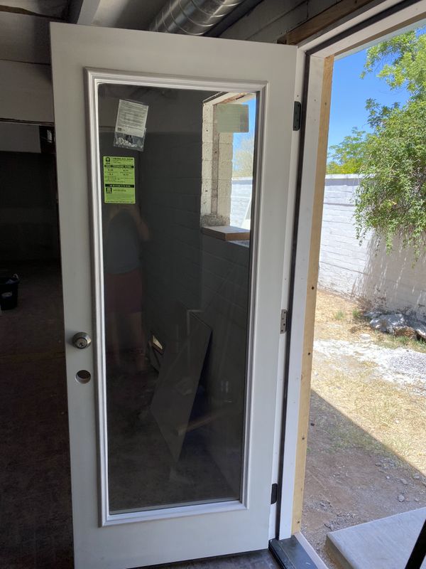 30x80Fiberglass exterior One Lite prehung door with casing for Sale in