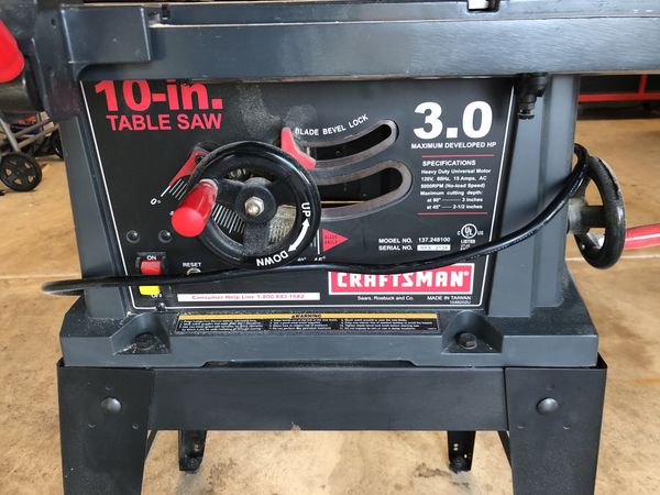 Craftsman table saw 15A 3.0 HP 10” 137.248100 like new for Sale in ...