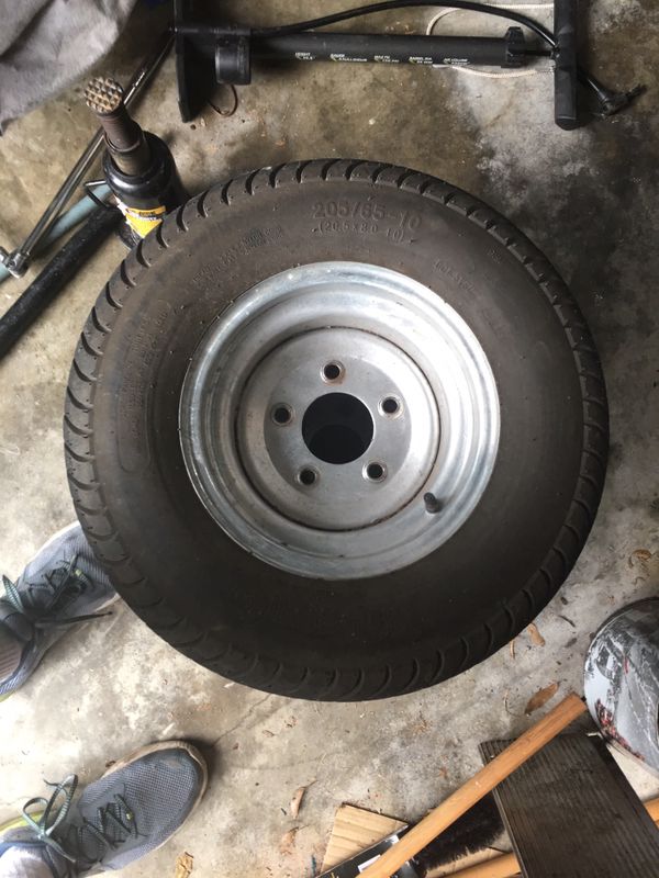 10 IN GOLF CART or PONTOON BOAT TRAILER TIRES,BRAND NEW! on 5 hole rims