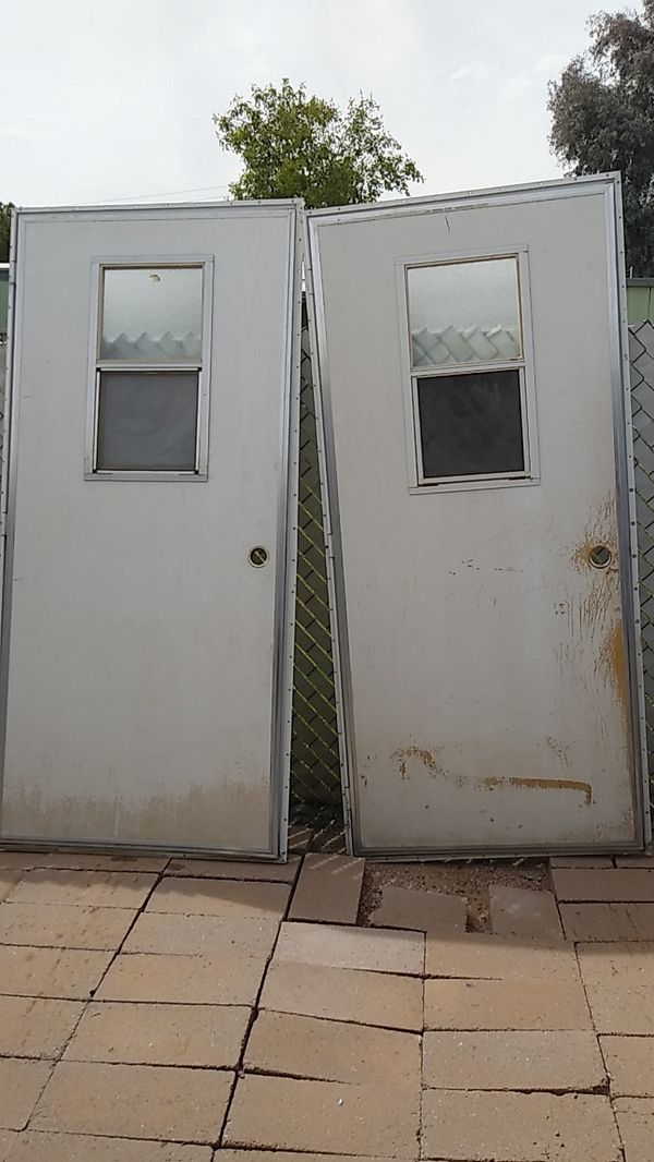 2 36x80 used exterior mobile home doors or shed doors with frame for