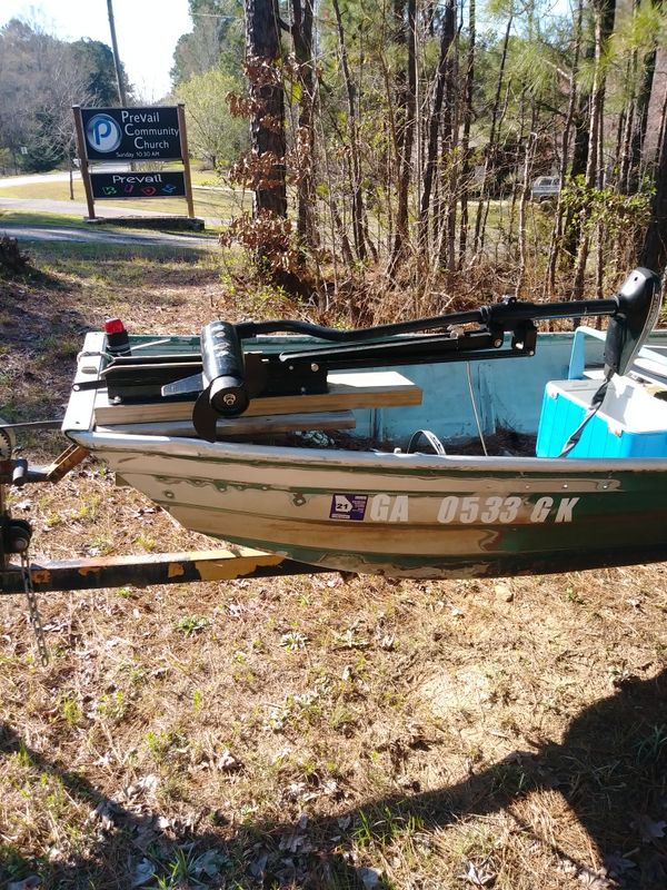 1970 14 ft jon boat with foot controlled trolling motor and a 2014