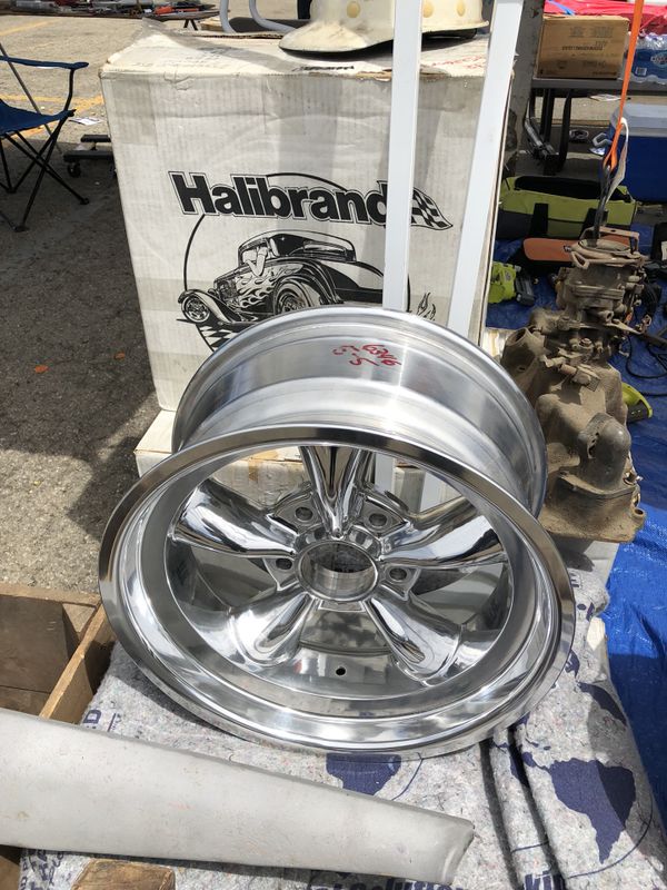 Polished real halibrand 5 spoke wheels rat hot rod custom C10 truck for