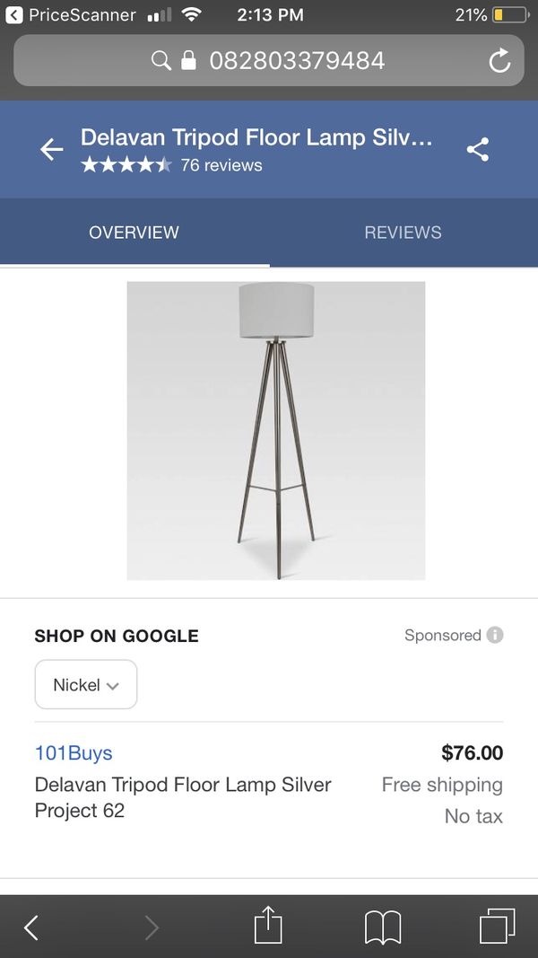 Delavan Tripod Floor Lamp Silver Project 62 For In Los Angeles Ca Offerup
