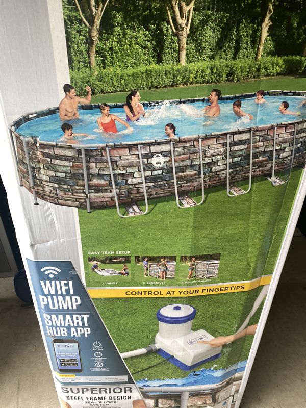 New Coleman X Power Steel Oval Above Ground Swimming Pool Set With Wifi Pump Includes