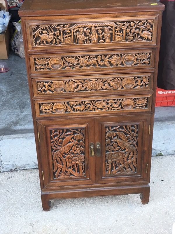 Vintage Asian Carved Silverware Chest for Sale in Brandon, FL OfferUp