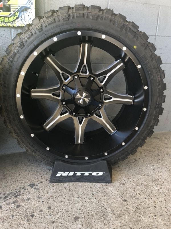 (4) 24x12 CaliOffRoad Rims w/ 35x12.50R24 Fury MT Tires for Sale in