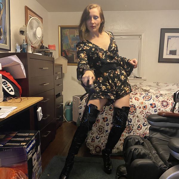 Brand new size 10 thigh high vinyl stilettos Pleasure