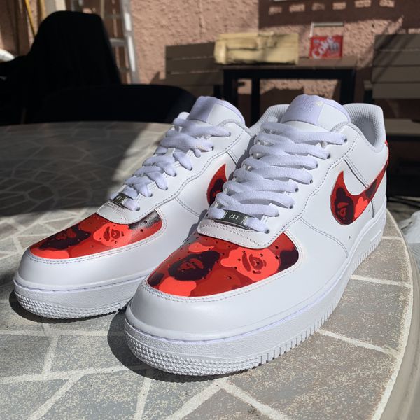Red Bape Camo Nike Air Force 1 Custom for Sale in Los Angeles, CA - OfferUp