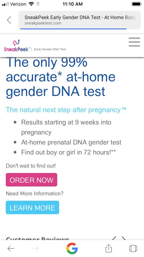 sneak peek gender test canada